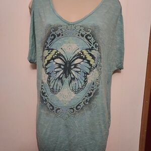 Faded Glory L lime green pit to pit  22  1/4 length 29